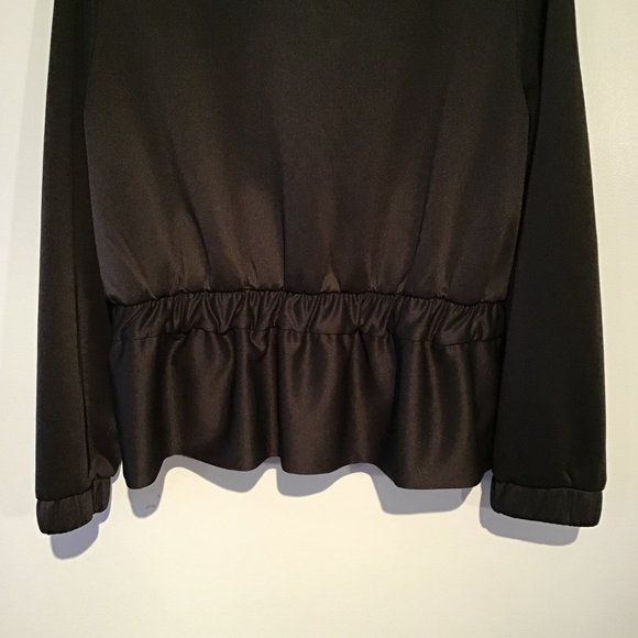 Lea & Viola Lounge Black Peplum Zip Up Jacket Size L - Picture 9 of 10